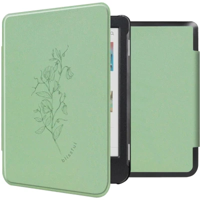 Afbeelding van imoshion Design Slim Hard Case Bookcase voor de Kobo Clara Colour / BW Floral Green