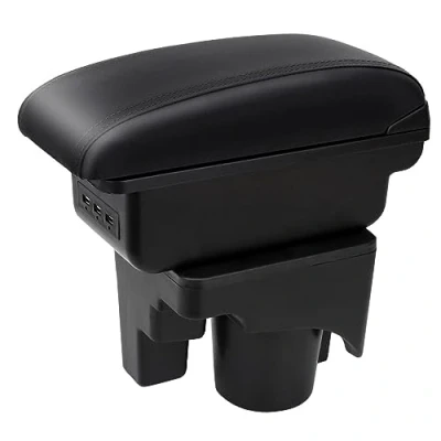 Afbeelding van Auto Armleuningen Voor Golf 6 Mk6 2008 2013 Mk5 2006 2011 Wagon 2009 2010 Indoor Centrale Console Opbergdoos Dubbele Laag met 3 USB Opladen Poorten Zwarte Stiksels