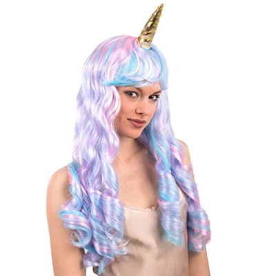 Afbeelding van Carnival Toys Pruik Unicorn Dames Synthetisch Roze One size