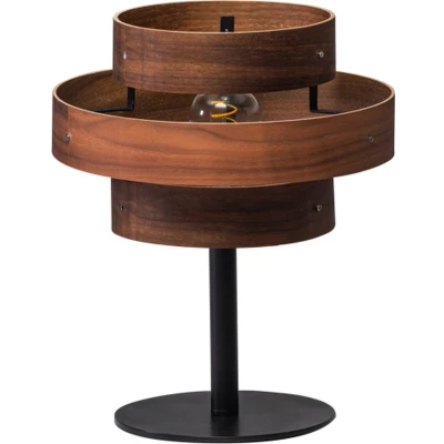 Afbeelding van ETH Walnut Tafellamp 1x E27 3 Rings Hout