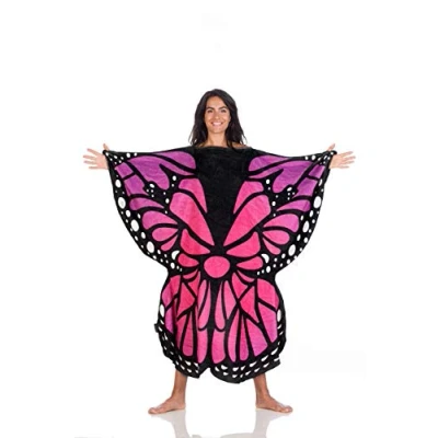 Afbeelding van Kanguru Vlinder deken van polyester, roze, blauw, zwart, Eén maat voor volwassenen