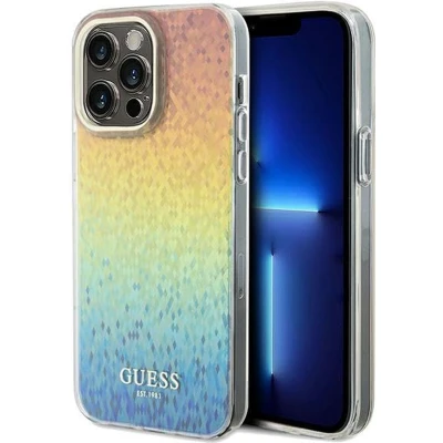 Afbeelding van Guess IML Faceted Mirror Disco Iridescent Back Case Geschikt voor Apple iPhone 13 Pro (6.1&quot;) Rainbow
