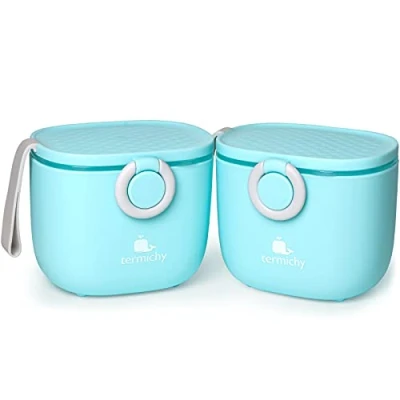 Image de Termichy Lot de 2 distributeurs lait en poudre 250 g Étanche Portable Pour les voyages Avec grattoir et cuillère Bleu