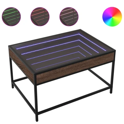 Afbeelding van Salontafel met Infinity LED 70x50x41 cm bruin eikenkleurig