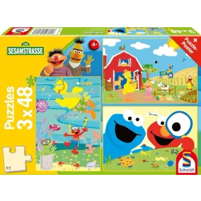 Afbeelding van Schmidt Spiele Sesamstraat Dier sterk, kinderpuzzel, vanaf 4 jaar, 3 x 48 stukjes, 56458