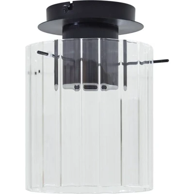 Afbeelding van Lucande plafondlamp 1licht Glas, metaal H: 25.5 cm E27 helder, zwart