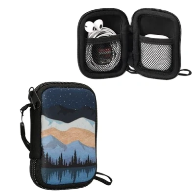 Afbeelding van kwmobile hoesje voor draadloze oordopjes Compatibel met In ear Headphones Sterrenhemel aan meer design