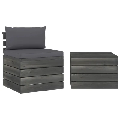 Afbeelding van 2 delige Loungeset met kussens pallet massief grenenhout