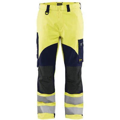 Image de Pantalon multinormes inhérent jaune fluo/marine avec poche pour badge