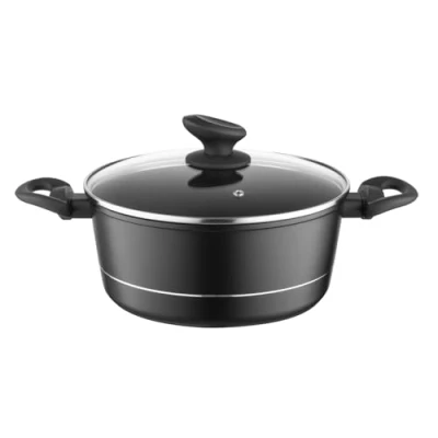 Afbeelding van FLORINA Aluminium kookpan (4 l), diameter 24 cm, pan met deksel van DELUX glas, steelpan inductiebodem, voor inductie, alle warmtebronnen, antiaanbaklaag
