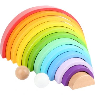 Afbeelding van Small Foot Houten bouwblokken regenboog XL