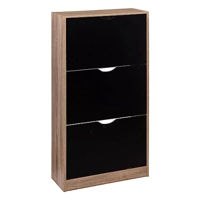 Afbeelding van 5five Schoenenkast 3 lades 60x24x118 cm voor 18 paar bruin/zwart