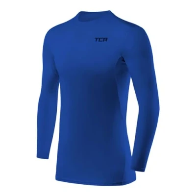 Afbeelding van TCA Mannen HyperFusion Compressie Basislaag Top Lange Mouw Ondershirt Mock Hals Helderblauw, M