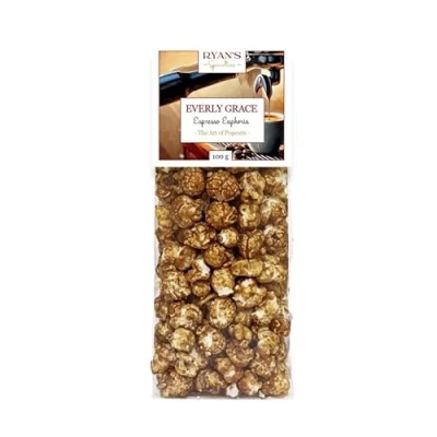 Afbeelding van Everly Grace Popcorn espresso Euphoria, 100 g karamel en popcornzakjes uit onze fabriek in Augsburg, Duitsland