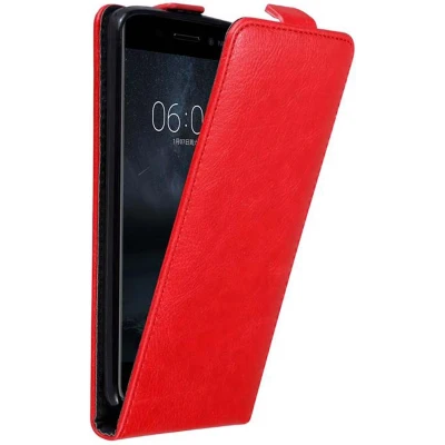 Afbeelding van Cadorabo Hoesje geschikt voor Nokia 6 2017 in APPEL ROOD Beschermhoes flip design Case Cover met magnetische sluiting