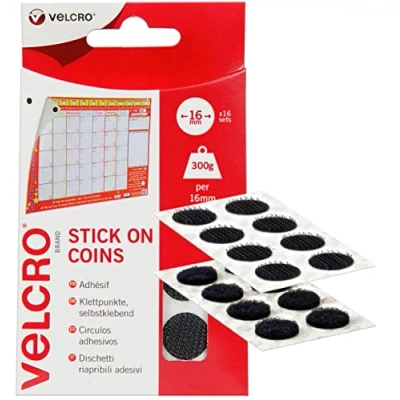 Afbeelding van VELCRO® VEL EC60228 Klittenband punten Om vast te plakken Haak en lusdeel (Ø) 16 mm Zwart paar