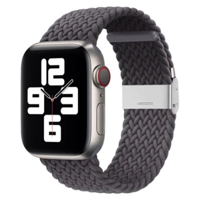 Afbeelding van Apple Watch Braided nylon bandje Grijs Geschikt voor 42mm / 44mm 45mm 49mm