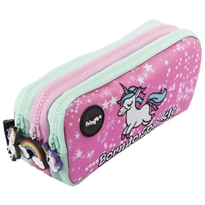 Afbeelding van FRINGOO® Etui met 3 vakken, schattig en grappig voor kinderen, Large Born To Sparkle vakken