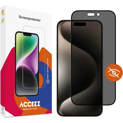 Afbeelding van Accezz Screenprotector Geschikt voor iPhone 15 Pro Gehard glas Privacy