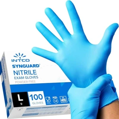 Afbeelding van intco medical 100 stuks nitril L poedervrij latexvrij hypoallergeen CE gecertificeerd volgens EN455 voedselhandschoenen, wegwerphandschoenen, handschoenen (L)
