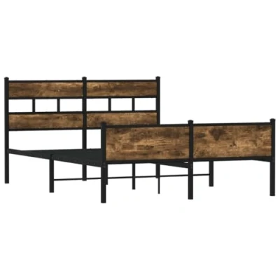 Afbeelding van Bedframe bewerkt hout gerookt eikenkleurig 140x190 cm