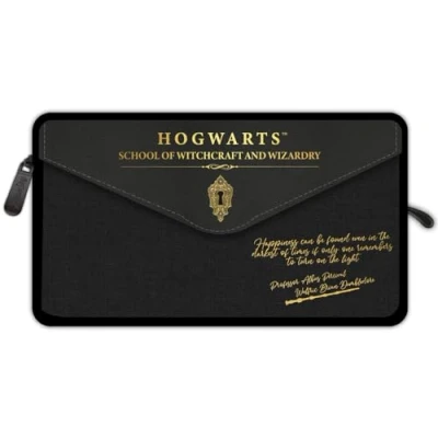 Afbeelding van Harry Potter Hogwarts Schild Kunstlederen Etui met Meerdere Vakken Zwart