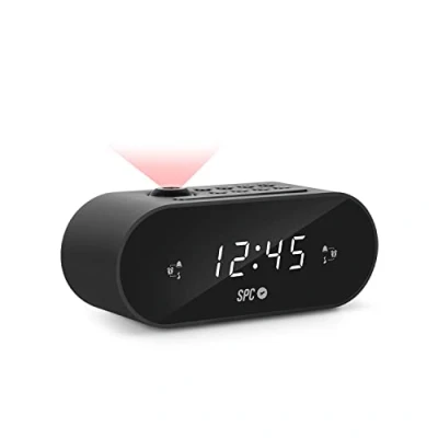 Afbeelding van SPC Frodi MAX Compacte wekkerradio met instelbare tijdprojector, grote snooze/slaapknop, dubbel alarm, XL display, cijfers, reservebatterij