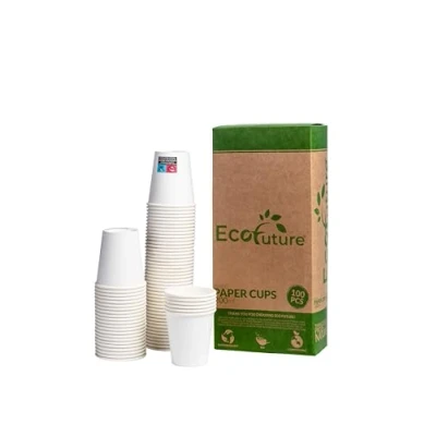 Afbeelding van 100 stuks kartonnen bekers 200 ml, biologisch afbreekbaar, recyclebaar, milieuvriendelijke wegwerpbeker, koffiemok, witte beker, 20 cl maak je