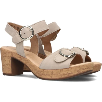 Afbeelding van Gabor Plateau Sandalen met plateauzool, Dames, Maat: 39, Beige Veloursleer