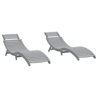 Afbeelding van vidaXL Ligbedden 2 st 184x55x64 cm massief acaciahout grijs
