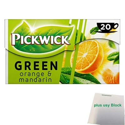 Afbeelding van Pickwick Green Tea (groene thee met oranje en mandarine) 100% natuurlijk (20 x 1,5 g) + usy block