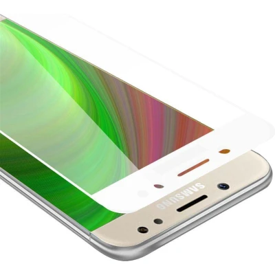 Afbeelding van Cadorabo Screenprotector geschikt voor Samsung Galaxy J7 2018 Volledig scherm pantserfolie Beschermfolie in TRANSPARANT met WIT Gehard (Tempered) display beschermglas 9H hardheid 3D Touch