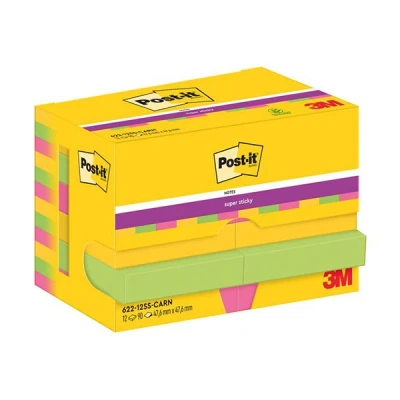 Image de 3M Post it Super Sticky notes Carnival 47,6 x mm (12 pièces)