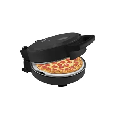 Afbeelding van Bestron Turbo pizzaoven voor pizza&#039;s in 5 10 minuten, elektrische met echte maximumtemperatuur van 320C, inclusief pizzasteen en 2 grote houten spatels, Black Label, kleur: Matzwart