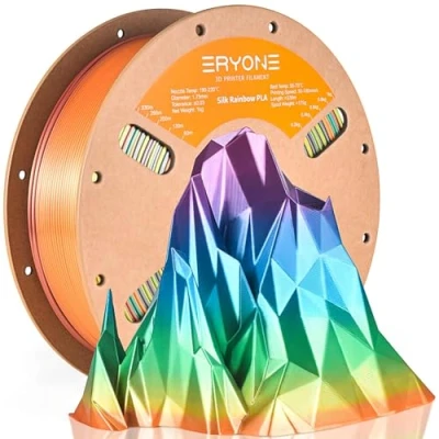 Afbeelding van ERYONE Ultra zijdeachtig PLA filament, zijdeachtige glanzende afwerking, regenboog, snel veranderende kleur, 1,75 mm, +/ 0,03 1 kg/spoel, regenboog bergspiegeling