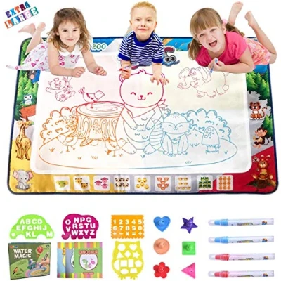 Afbeelding van MOONTOY Watertekenmat, speelgoed voor kinderen, 2 jaar, 120 x 80 cm, speelmat, babyspeelgoed, meisjes, magisch tapijt, watertekening, spelletjes kinderen van 3 educatief spel,