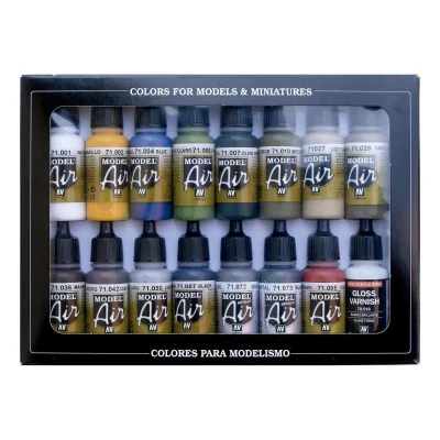 Afbeelding van Vallejo 71192 Modelspoor mengkleur Wit, Geel, Blauw, groen, Olijf Donkergroen, Lichtbruin, Aardkleuren donker, Mahonie, Donkerbruin, Lichtgrijs, Zwart,