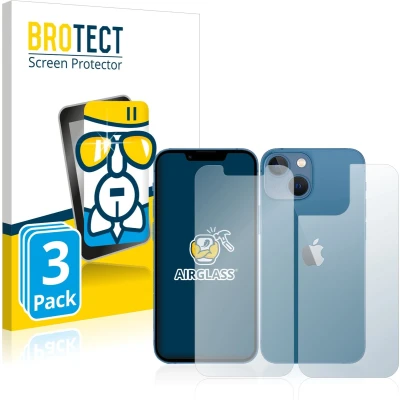Afbeelding van BROTECT Screenprotector voor Apple iPhone 13 mini (Voor+Achter) Folie Beschermfolie Beschermglas transparant (3 Stuks)