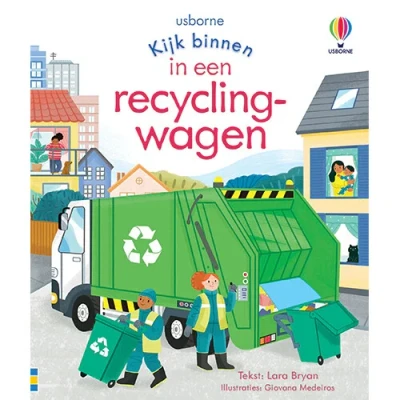 Afbeelding van Uitgeverij usborne kijk binnen in een recyclingwagen