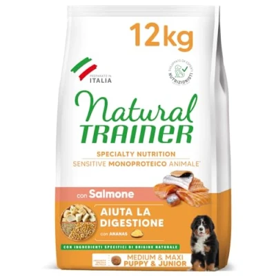 Afbeelding van Natural Trainer Dog Puppy / Junior Medium Maxi Sensitive Salmon 12 KG