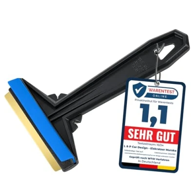 Afbeelding van L &amp; P Car Design L&amp;P A054 Murska IJskrabber messing schraper origineel uit Finland ijsschraper van topkwaliteit 90 mm (L&amp;P zwart blauw)