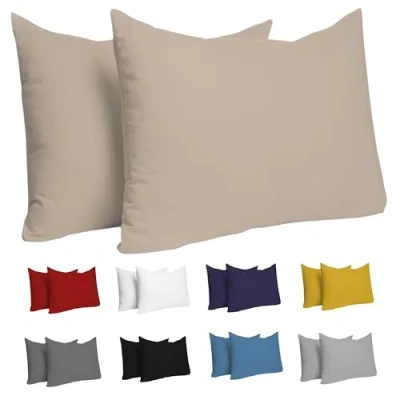Afbeelding van Dreamzie Kussensloop, 50 x 70 cm (2 stuks), 100% jersey katoen, 150 g/m², grijs, kussensloop cm, duurzame en hypoallergene kussenovertrek voor hoofdkussens