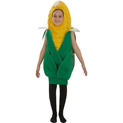 Afbeelding van Funidelia Mais op de Kolf Kostuum voor meisjes en jongens Eten, Drinken, Originele Leuke kinderen Accessoire verkleedkleding rekwisieten Halloween, carnaval &amp; feesten Maat 104 113 cm Geel