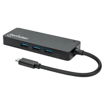 Afbeelding van Manhattan USB 3.0 Hub met kaartlezer (USB C, 3 Havens), Docking station + hub, Zwart
