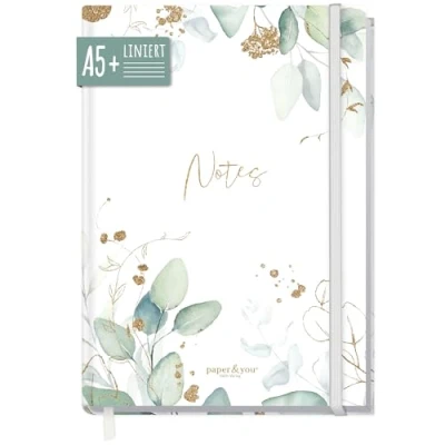 Afbeelding van Häfft Trendstuff A5+ gelinieerd notitieboek met elastiek [goudblad], 156 pagina&#039;s, 78 vellen, als Bullet Journal, dagboek, notitieboek, duurzaam en klimaatneutraal