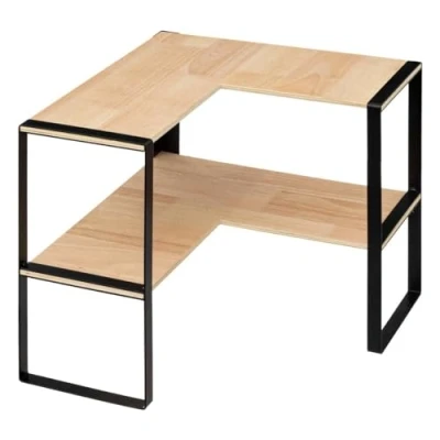 Afbeelding van 5Five Blackwood Rekje 2 lagen met hoek 40x40x35cm Naturel/Zwart