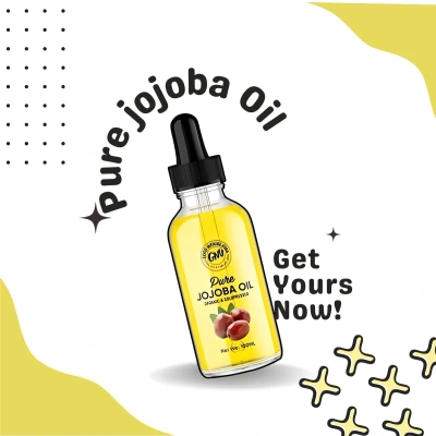 Afbeelding van Jojoba olie 100% Puur , Koudgeperst en onbewerkt Beschermt de Huid Tegen Veroudering Duurzame glazen pipetfles Veganistisch Dierproefvrij, Premium Kwaliteit 100Ml per verpakking