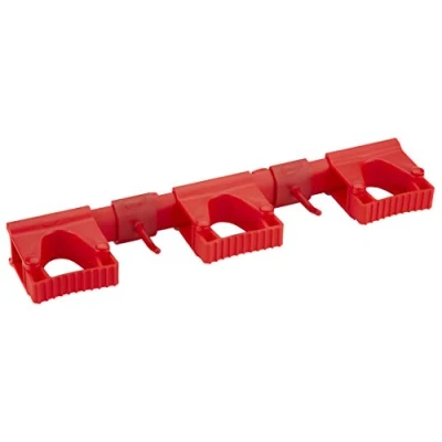 Afbeelding van Vikan Suspension Systems Hygiene Hi Flex Hanging System with 3 Rubber Band Clamps and 2 Hooks Red 420mm