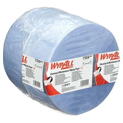 Afbeelding van WypAll L30 7359 blauwe papieren wisser voor reiniging en onderhoud extra grote lange maxi spoel 1 x 1000 stuks 3 laags wissers