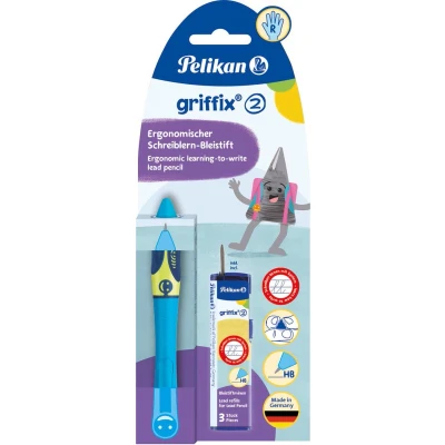 Afbeelding van Pelikan Griffix vulpotlood, op blister, voor rechtshandigen, blauw groen vulpotlood